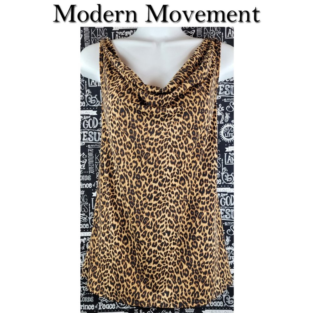 Modern Movement Leopard Print Sleeveless Shirt Size Large NWT🤩